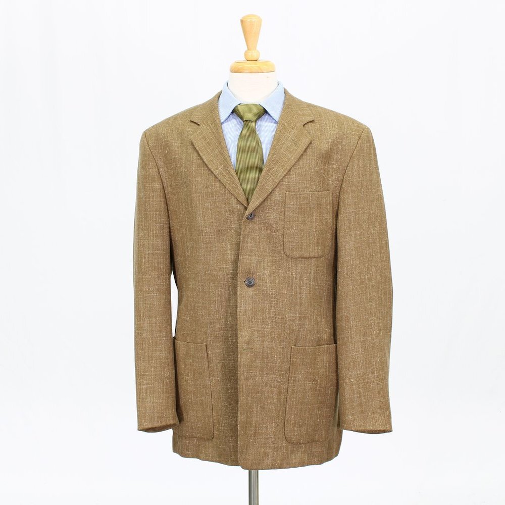 Evan Picone 43L Brown Solid 3-Button Sport Coat Blazer Jacket B550